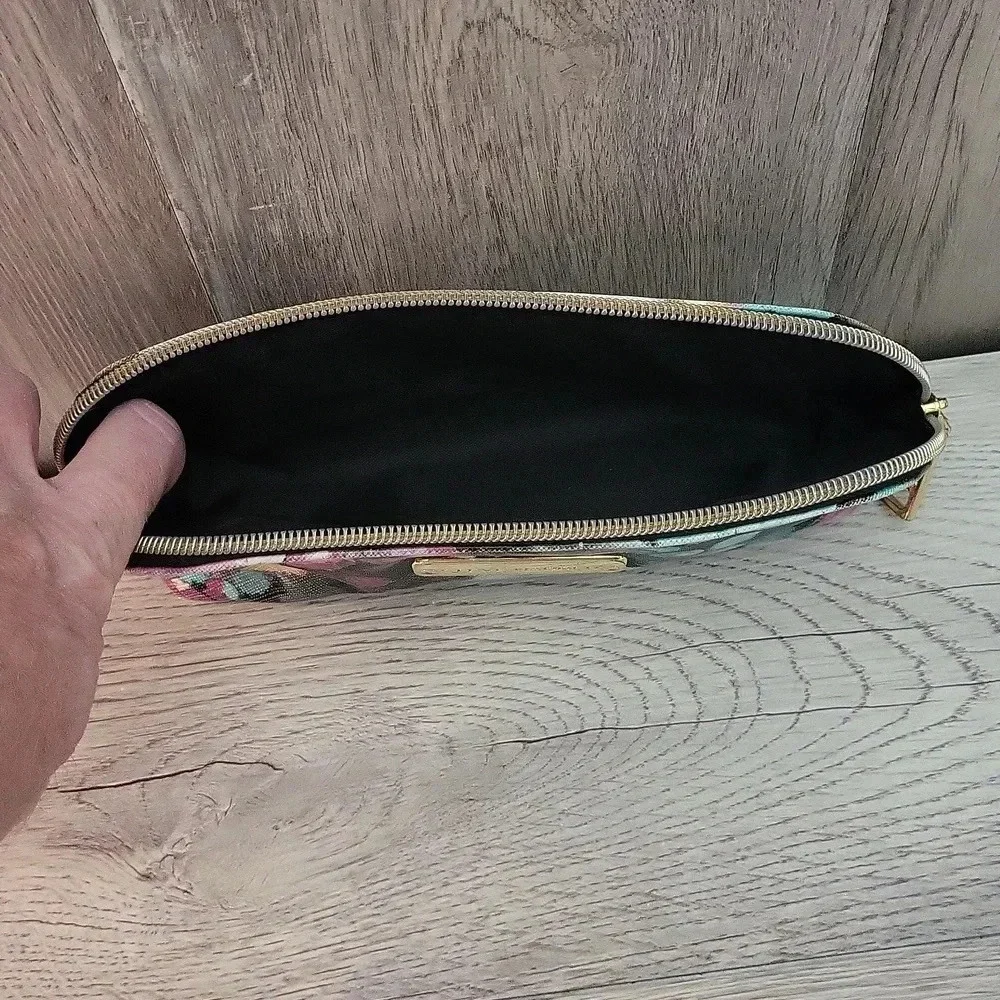 Steve Madden Black‎ Pastel Floral Zippered Colorful Cosmetic Case